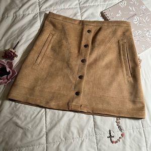 Suede Khaki Mini Skirt